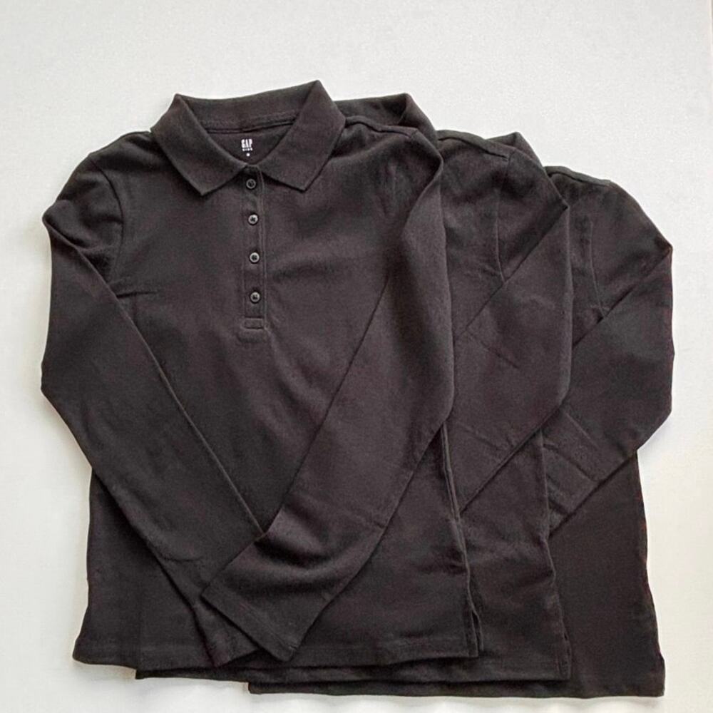 Gap Kids Uniform Stretch Pique Polo Shirt Lot of 3 Unisex Size 8 Black NWT